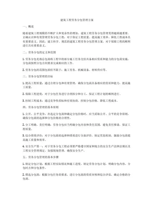 建筑工程劳务分包管理方案