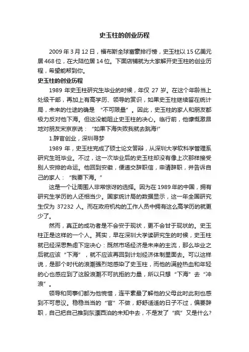 史玉柱的创业历程