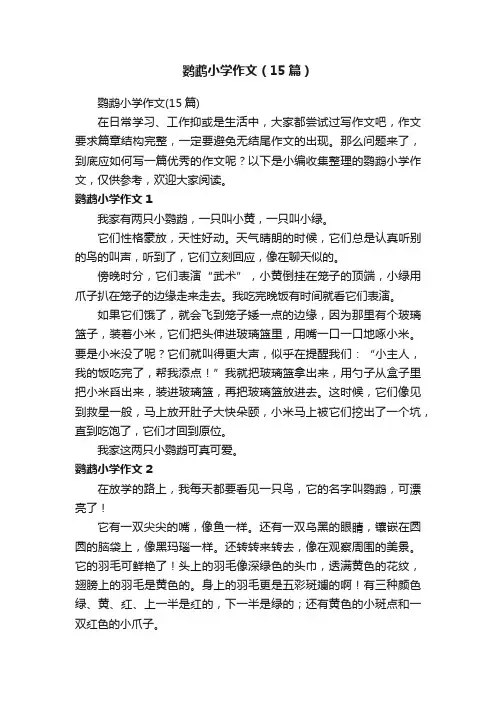 鹦鹉小学作文（15篇）