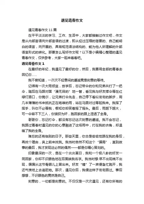遇见青春作文11篇
