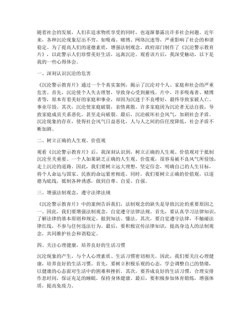 沉沦警示教育片心得体会
