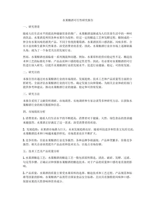 水果酿酒可行性研究报告