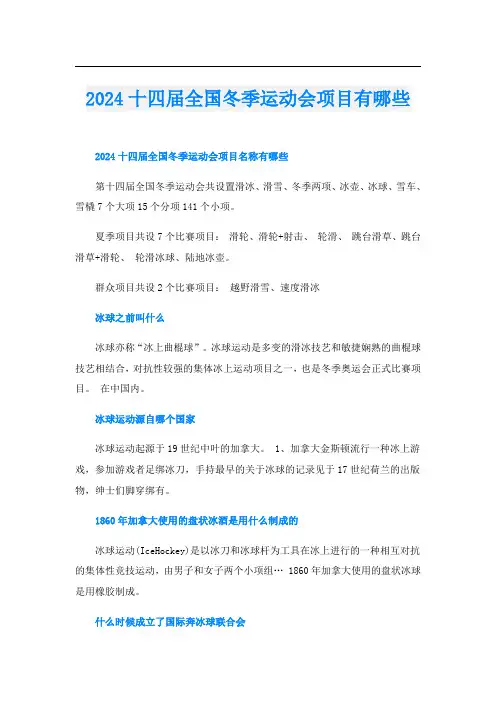 2024十四届全国冬季运动会项目有哪些