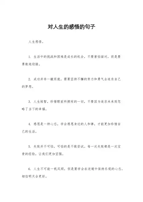 对人生的感悟的句子