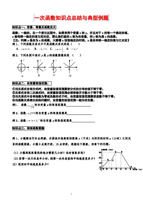 一次函数知识点总结