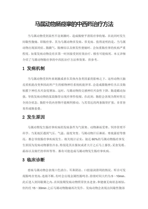 马属动物肠痉挛的中西药治疗方法