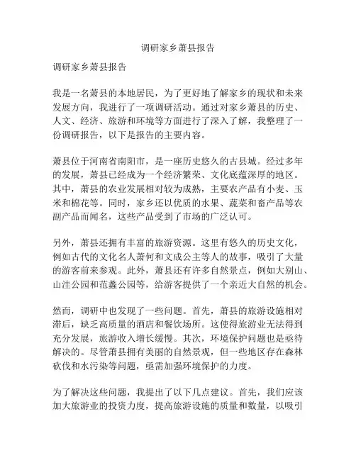 调研家乡萧县报告