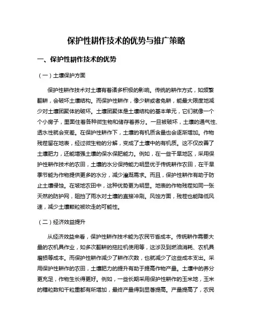 保护性耕作技术的优势与推广策略
