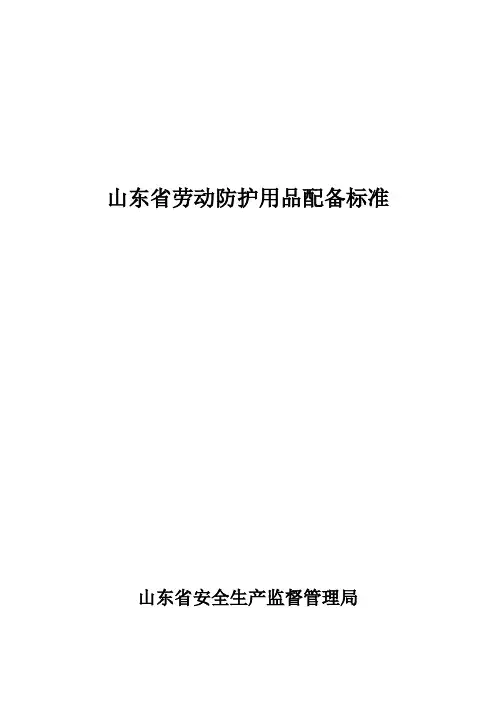 山东省劳动防护用品配备标准