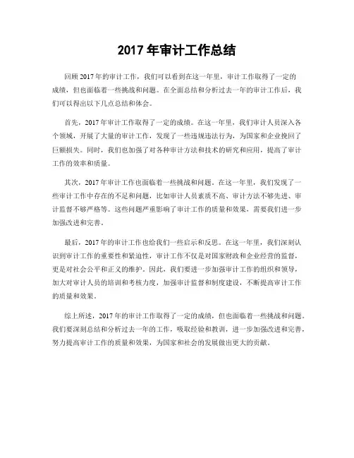 2017年审计工作总结