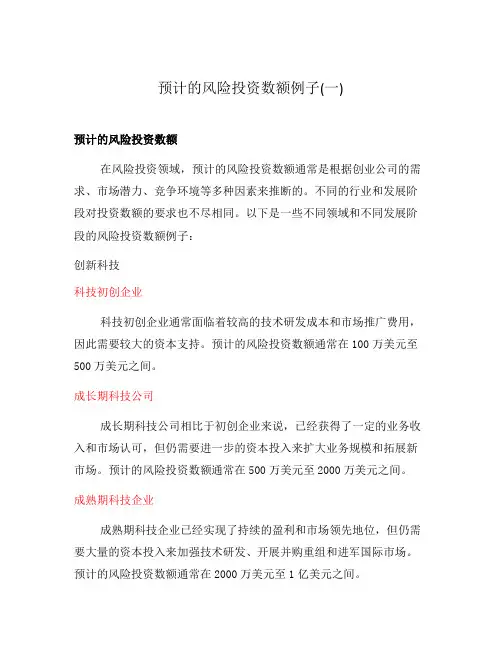 预计的风险投资数额例子(一)