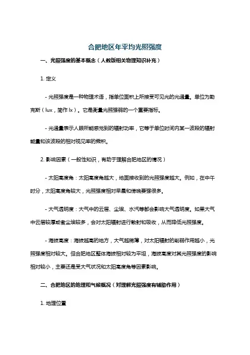 合肥地区年平均光照强度