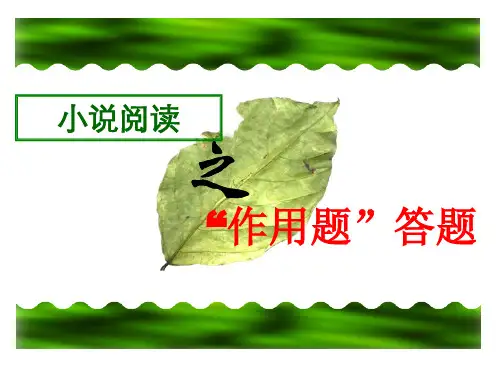 高中语文 小说中的作用题