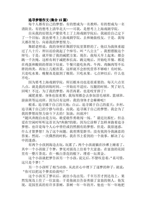 追寻梦想作文(集合15篇)范文精选