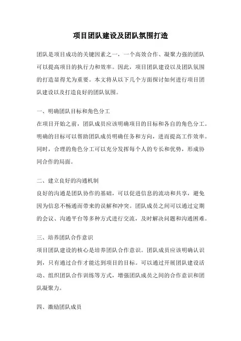 项目团队建设及团队氛围打造