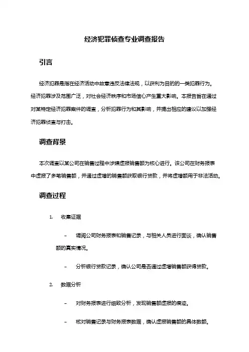 经济犯罪侦查专业调查报告