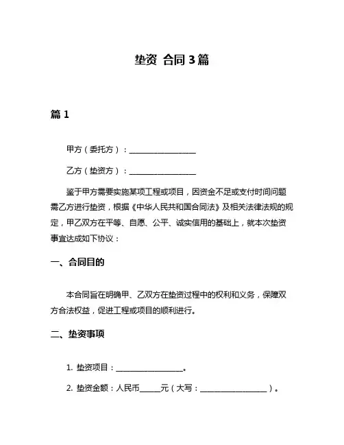 垫资 合同3篇