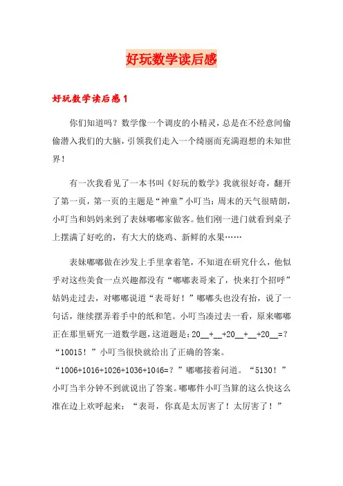 好玩数学读后感
