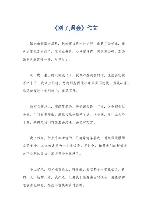 《别了,误会》作文