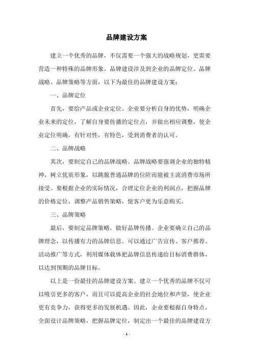 品牌建设方案
