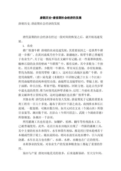 唐朝历史-唐前期社会经济的发展