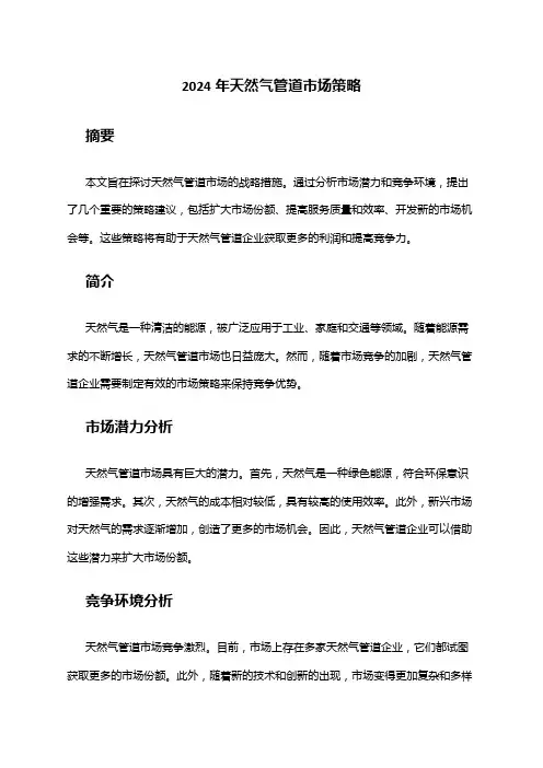 2024年天然气管道市场策略