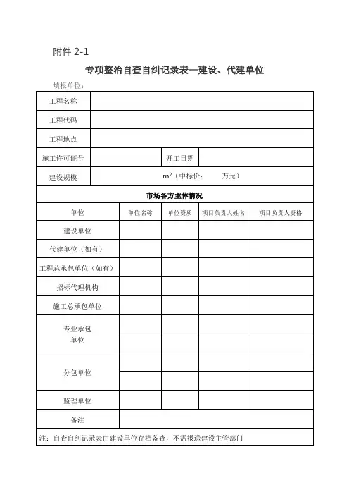 专项整治自查自纠记录表—建设、代建单位