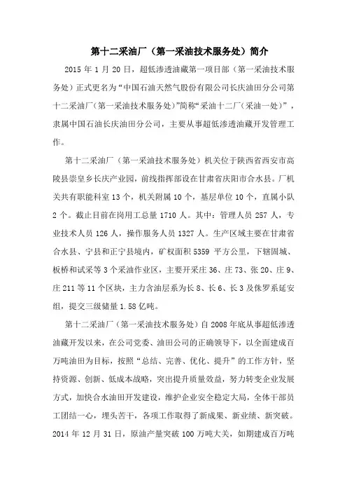长庆第十二采油厂简介