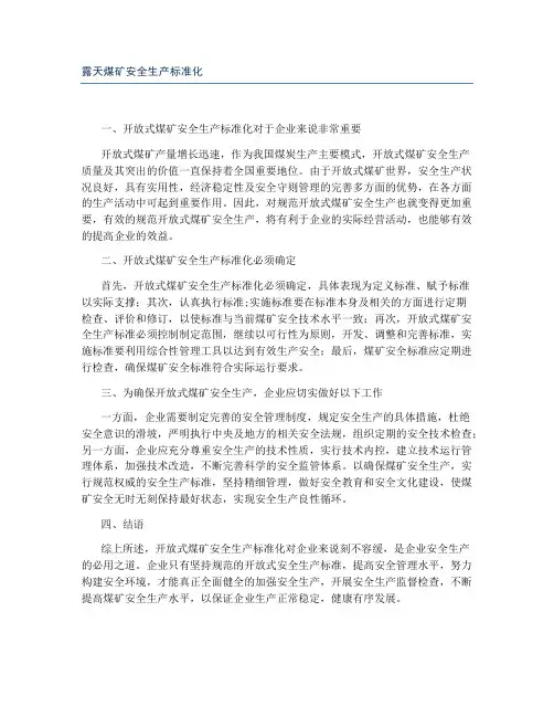 露天煤矿安全生产标准化