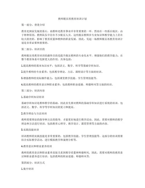 教师脱盲再教育培训计划