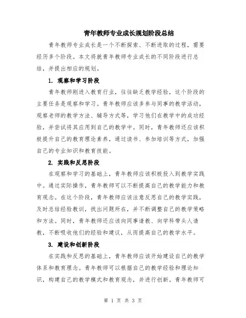 青年教师专业成长规划阶段总结