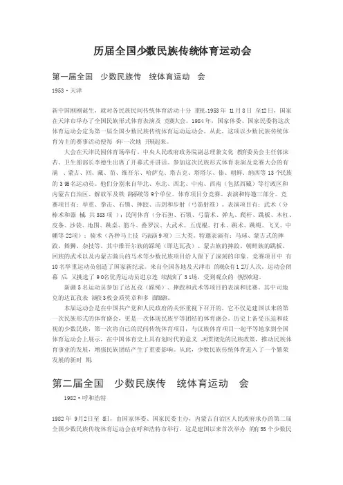 历届全国少数民族传统体育运动会简介