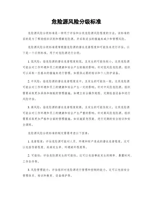 危险源风险分级标准