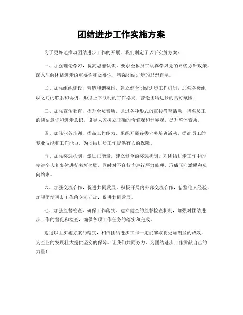 团结进步工作实施方案