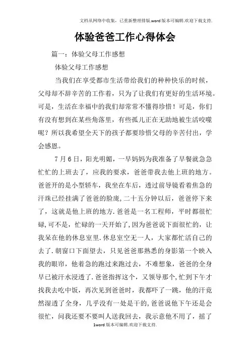 体验爸爸工作心得体会