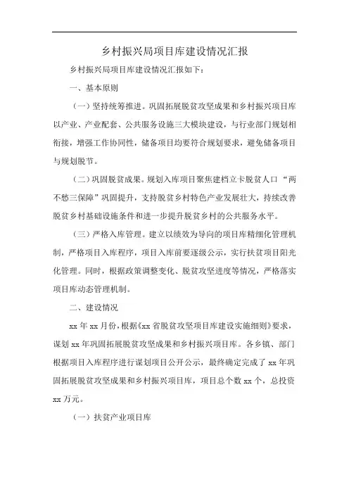 乡村振兴局项目库建设情况汇报