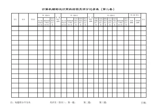 AutoCAD高级绘图员评分表