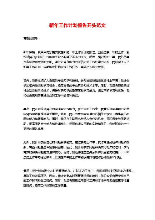 新年工作计划报告开头范文