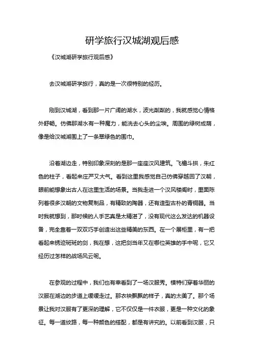 研学旅行汉城湖观后感