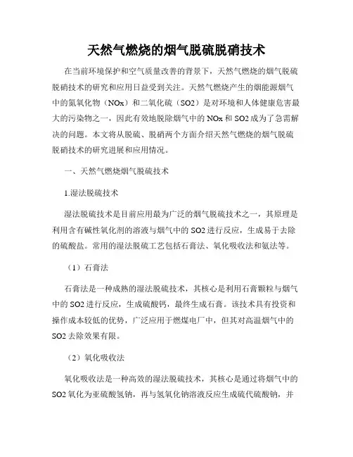 天然气燃烧的烟气脱硫脱硝技术