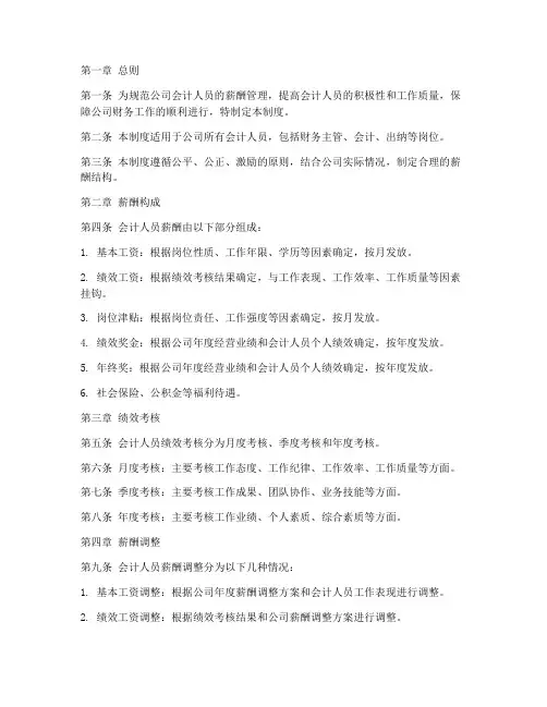 公司会计人员薪酬管理制度