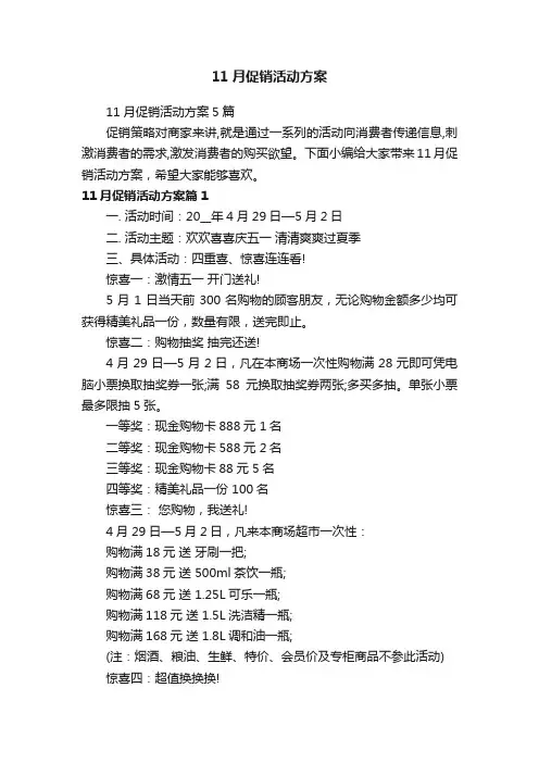11月促销活动方案