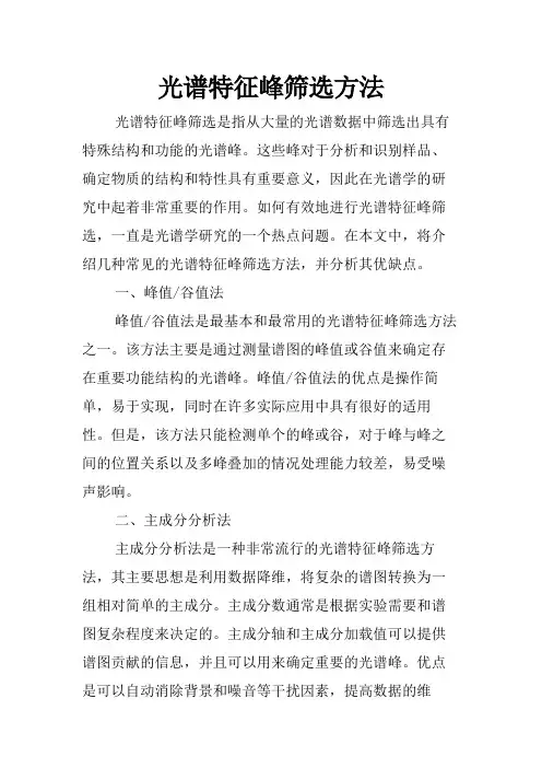 光谱特征峰筛选方法
