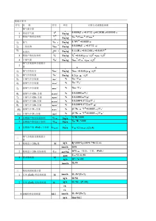 脱硫和烟气量计算书.doc