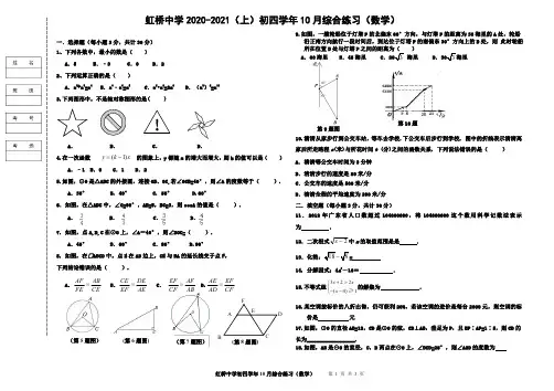 虹桥中学 2020-2021(上)初四学年 10 月综合练习(数学试卷)