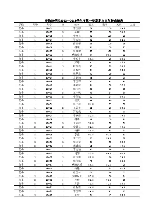 小学成绩统计表