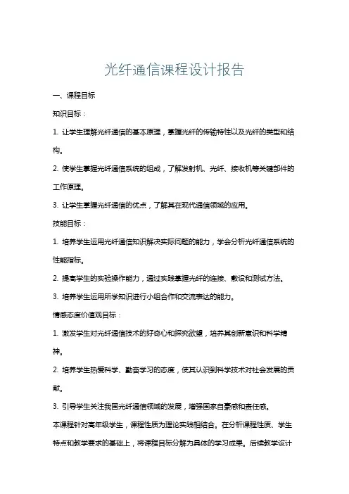 光纤通信课程设计报告