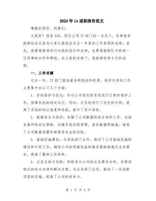 2024年it述职报告范文