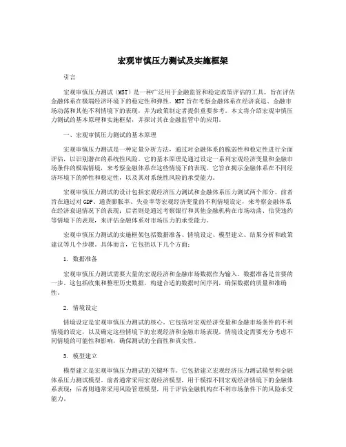 宏观审慎压力测试及实施框架
