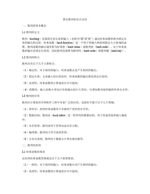 算法散列知识点总结